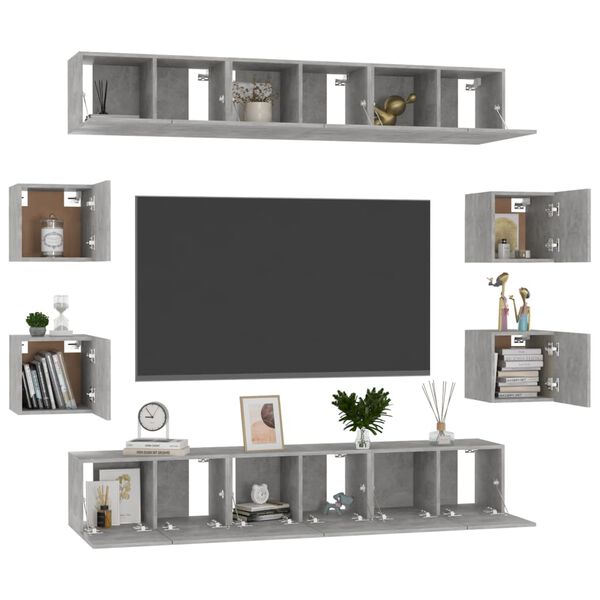 vidaXL 10 Piece TV Cabinet Set Concrete Grey Engineered Wood