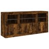 vidaXL Sideboard with LED Lights Smoked Oak 142.5x37x67 cm