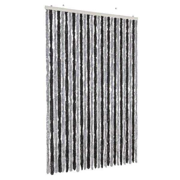 vidaXL Fly Curtain Grey and Black 118x220 cm Chenille
