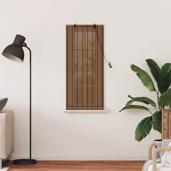vidaXL Roller Blind with Curtains Manual Brown 60 x 160 cm Bamboo