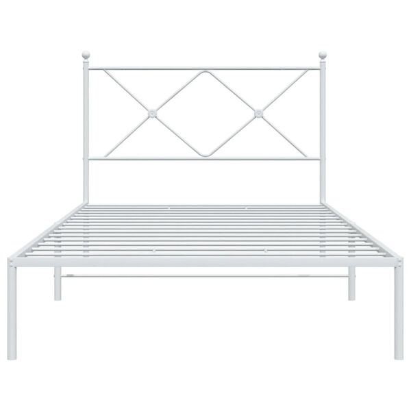 vidaXL Metal Bed Frame without Mattress with Headboard White 100x200cm