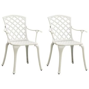 vidaXL Garden Chairs 2 pcs Cast Aluminium White