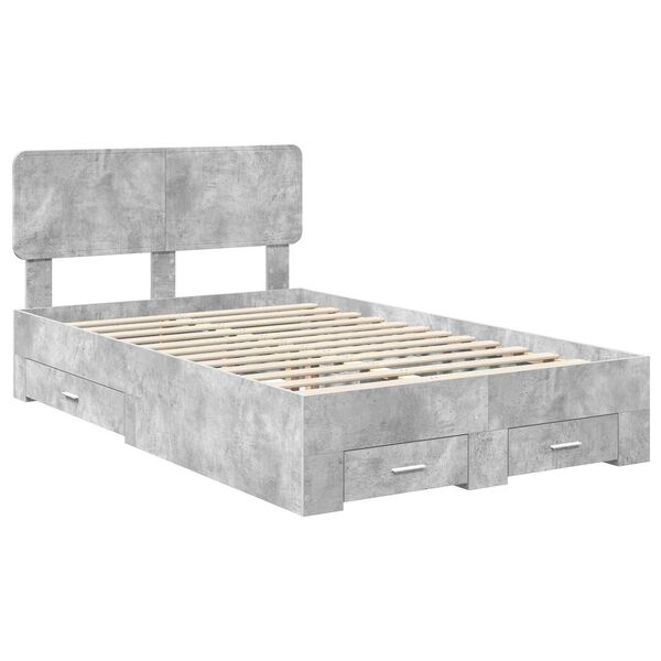 vidaXL Bed Frame Concrete Grey 135 x 190 cm Engineered Wood