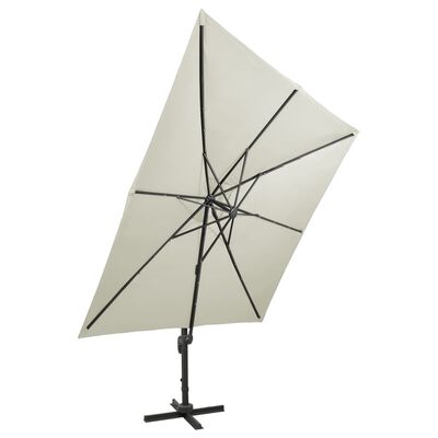 vidaXL Cantilever Umbrella with Pole and LED Lights Sand 300 cm