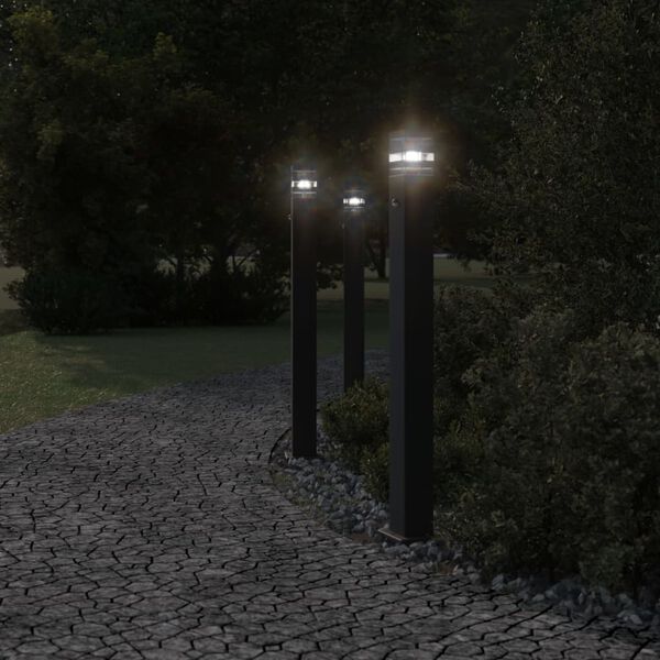 vidaXL Outdoor Floor Lamp with Sensor Black 110 cm Aluminium