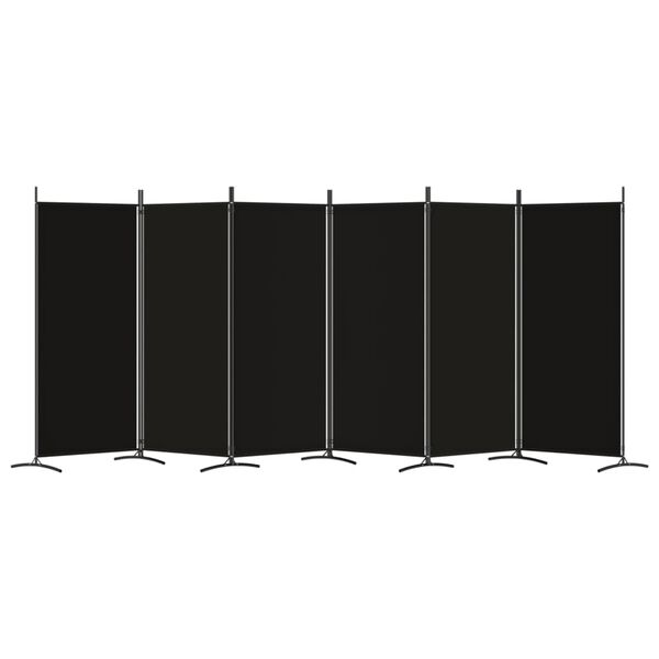vidaXL 6-Panel Room Divider Black 520x180 cm Fabric