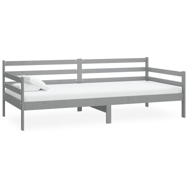 vidaXL Day Bed without Mattress Grey Solid Wood Pine 90x200cm