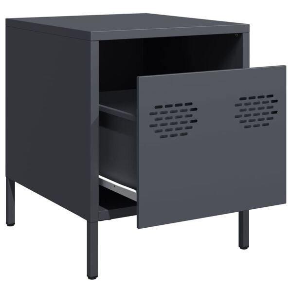 vidaXL Bedside Cabinet Anthracite 35x39x43.5 cm Steel
