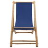 vidaXL Deck Chair Bamboo and Canvas Navy Blue