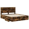 vidaXL Bed Frame with Drawer Smoked Oak 160 x 200 cm Engineer Wood