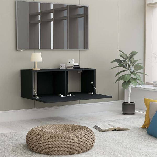 vidaXL TV Cabinet Black 80x30x30 cm Engineered Wood