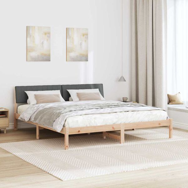 vidaXL Bed frame Brown and dark grey 180 x 200 cm Solid pine wood
