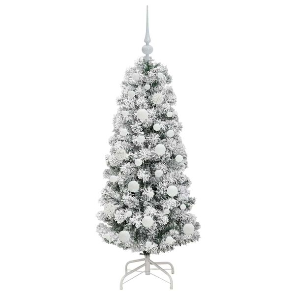 vidaXL Artificial Hinged Christmas Tree Green and White 120 cm