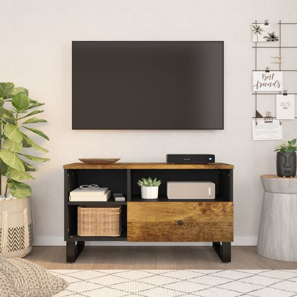 vidaXL TV Cabinet 80x33x46 cm Solid Wood Mango&Engineered Wood