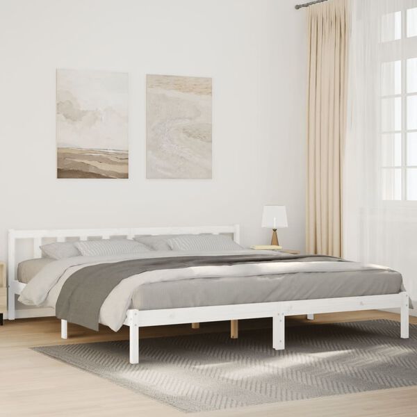 vidaXL Extra Long Bed Frame without Mattress White 200x220 cm Solid Wood Pine