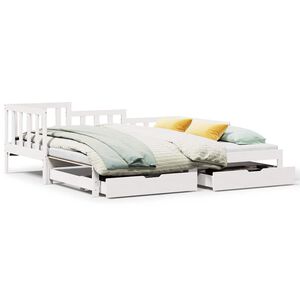 vidaXL Daybed with Trundle and Drawers without Mattress White 90x190 cm