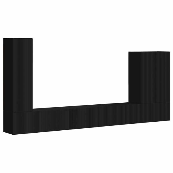vidaXL TV Wall Cabinet Set Wall-mounted 6 pcs Black
