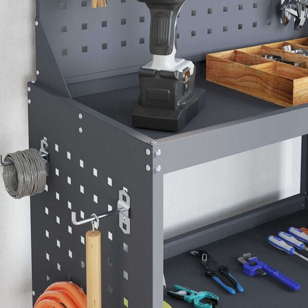 vidaXL Tool Trolley Anthracite 65 x 35 x 111 cm Cold-rolled Steel