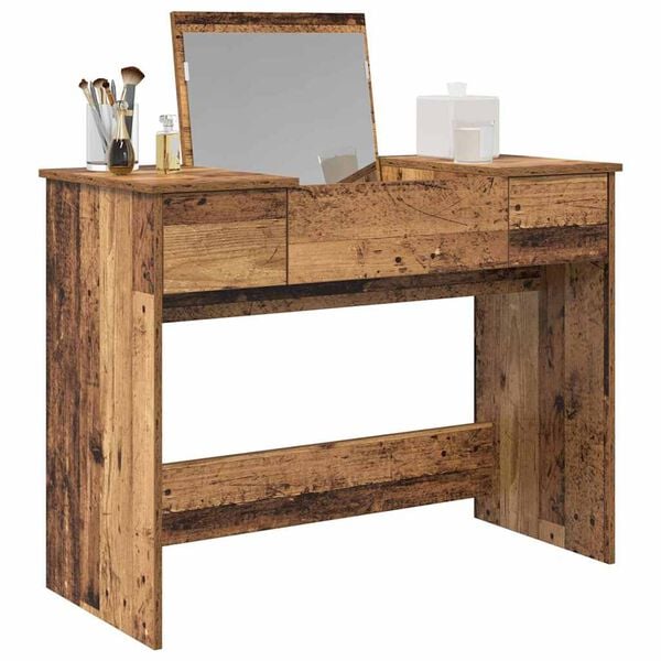 vidaXL Cosmetic Table with Drawer with Mirror Old Wood 100 x 45 x76 cm