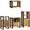 vidaXL Bathroom Furniture Set 4 pcs Brown and Black Solid Mango Wood