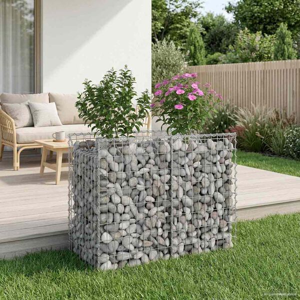 vidaXL Gabion Raised Bed Silver 100 x 50 x 80 cm Galvanised Steel
