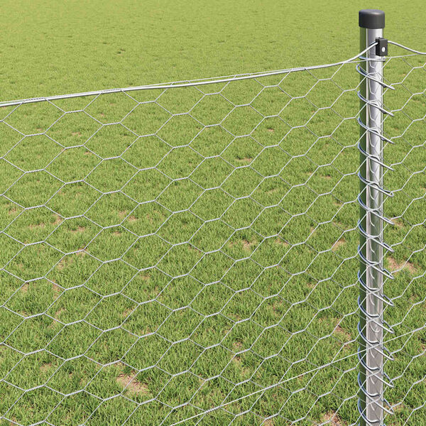vidaXL Hexagon Fence Silver 0.6 x 10 m Galvanised steel