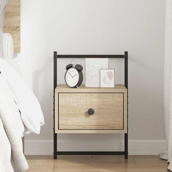 vidaXL Bedside Cabinet Wall-mounted Sonoma Oak 35x30x51 cm Engineered Wood