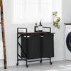 vidaXL Laundry Basket 2 Compartments with Wheels Smoked Oak