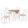 vidaXL Dining Set | White and natural wood | MDF and rubberwood | Collapsible