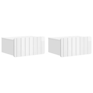 vidaXL Wall-Mounted Bedside Cabinet with Drawer 2 pcs High Gloss White