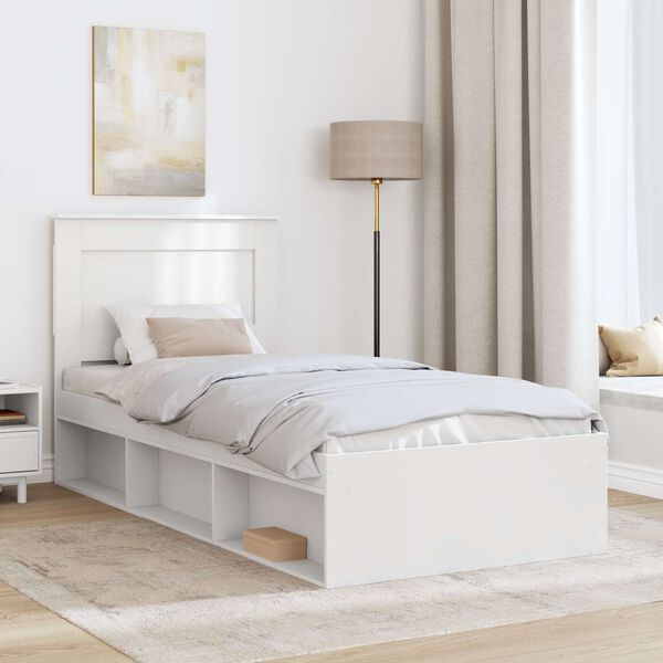 vidaXL Bed Frame with Headboard White 90 x 190 cm Solid Pine Wood