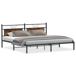 vidaXL Bed Frame without Mattress Smoked Oak 193x201 cm Engineered Wood
