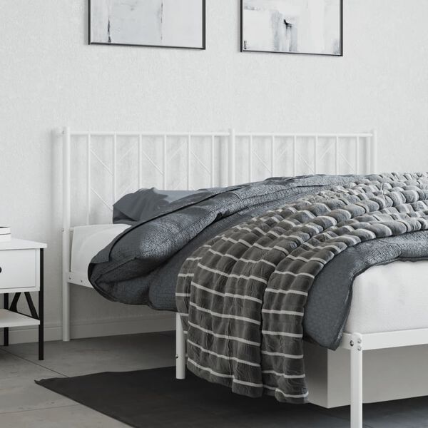 vidaXL Metal Replace Headboard White 160 cm