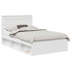 vidaXL Bed Frame with Headboard White 135 x 190 cm Solid Pine Wood