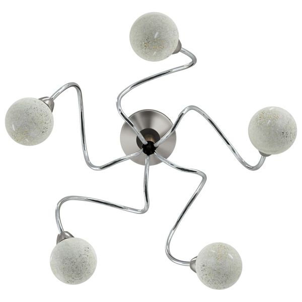 vidaXL Ceiling Lamp with Round Glass Shades for 5 G9 LED Lights