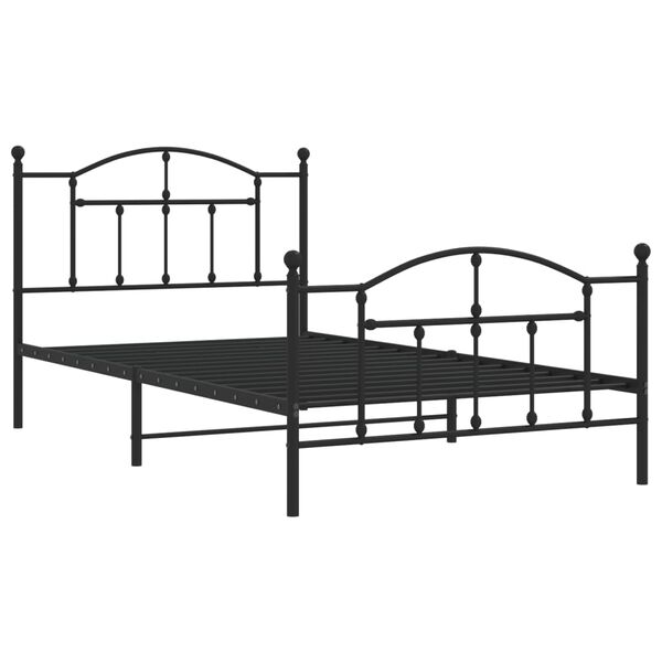 vidaXL Metal Bed Frame without Mattress with Footboard Black 107x203cm