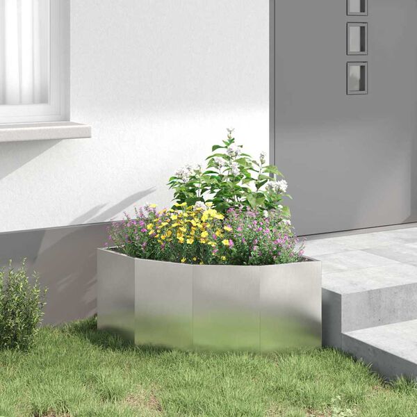 vidaXL Corner Planter Silver 60 x 60 x 35 cm Stainless steel