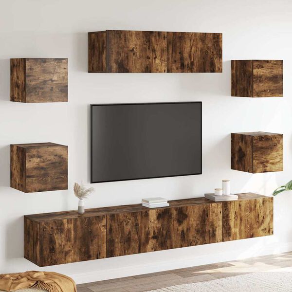 vidaXL 7 Piece TV Cabinet Set Smoked Oak Engineered Wood