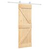 vidaXL Sliding Door Natural and White 70 x 210 cm Solid Pine Wood