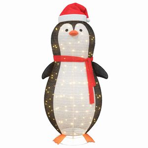 vidaXL Snow Penguin Figure with 600 LEDs Warm White 78 x 178 cm Fabric