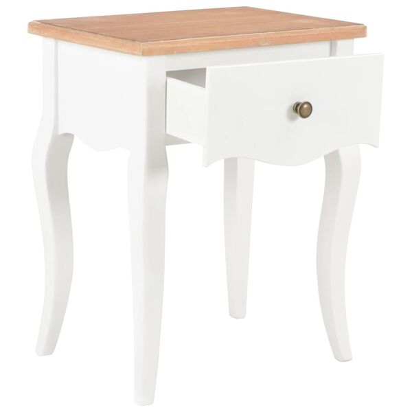 vidaXL Nightstand White and Brown 40x30x50 cm Solid Pine Wood