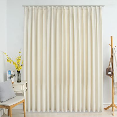vidaXL Blackout Curtain with Hooks Velvet Cream 290x245 cm