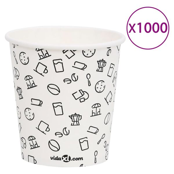 vidaXL Coffee Paper Cups 200 ml 1000 pcs White and Black
