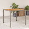 vidaXL Garden Table with Acacia Wood Top Grey 90x90x75 cm Poly Rattan