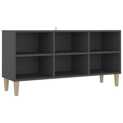 vidaXL TV Cabinet with Solid Wood Legs Grey 103.5x30x50 cm