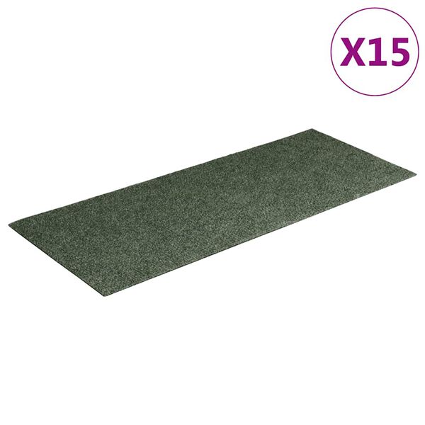 vidaXL Stair Mats Self-adhesive 15 pcs 60x25 cm Green Rectangular