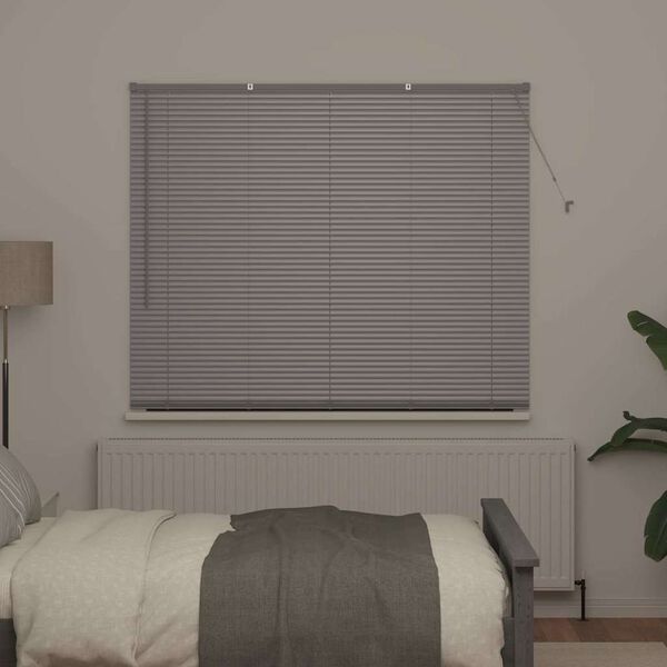 vidaXL Window Blind with Curtains Manual Silver Aluminium