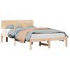 vidaXL Bed Frame with Headboard Natural 135 x 190 cm Solid Pine Wood