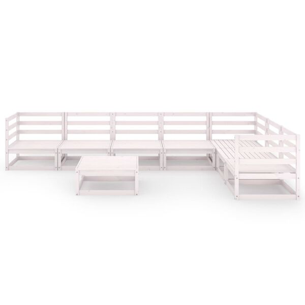 vidaXL 8 Piece Garden Lounge Set White Solid Wood Pine