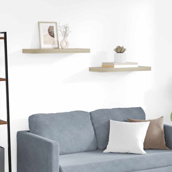 vidaXL Floating Wall Shelves 2 pcs Oak 60x23.5x3.8 cm MDF